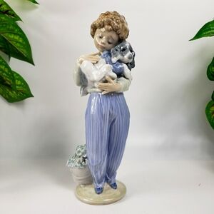 Lladro "My Buddy" Boy & Dog  1709 Society Piece includes Box & Book Pamphlet 8in